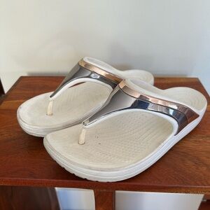 CROCS Silver and White Sandals sz8